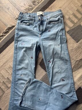 abercrombie kids Light Blue Skinny Jeans with Floral Embroidery